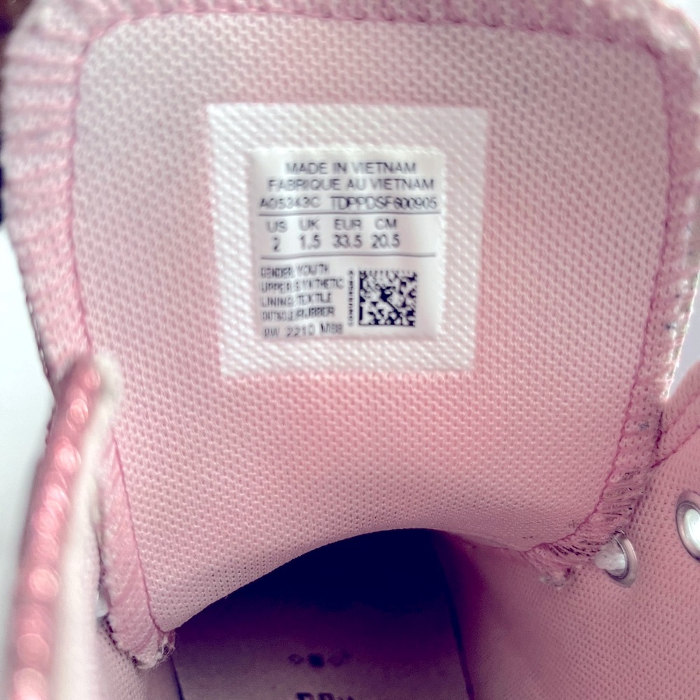 High Top Luggage Blush Pink Glitter Youth converse Shoes - Picture 7 of 7